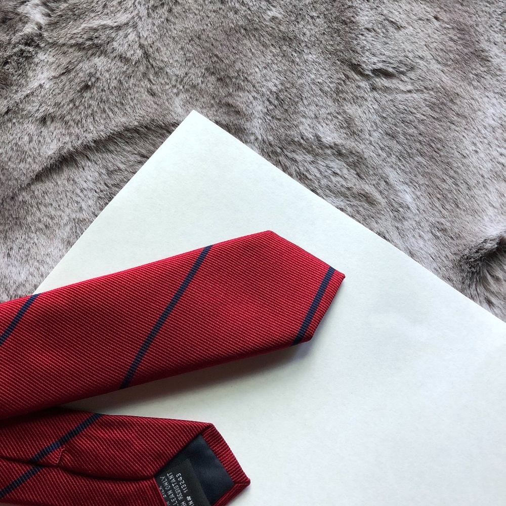 2x Tie Bar Delta Stripe Ties, super skinny, silk - Picture 7 of 15